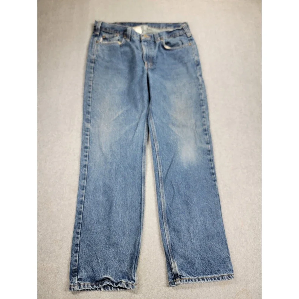 Carhartt Jeans Mens 36 34x30 Straight Regular Blue Cotton Workwear B480 DVB Fade